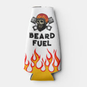 BEARD FUEL Funny Mannen Skull & Flames Joke Gift Flesjeskoeler (Voorkant)