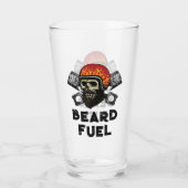 BEARD FUEL Funny Mannen Skull & Flames Joke Gift Glas (Achterkant)