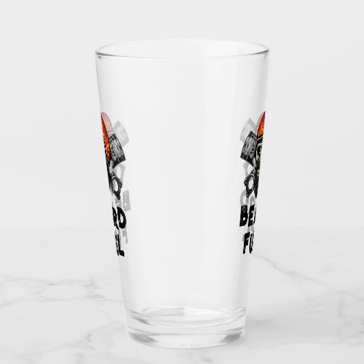 BEARD FUEL Funny Mannen Skull & Flames Joke Gift Glas (Rechts)