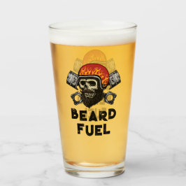 BEARD FUEL Funny Mannen Skull & Flames Joke Gift Glas