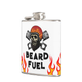 BEARD FUEL Funny Mannen Skull & Flames Joke Gift Heupfles (Links)