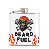 BEARD FUEL Funny Mannen Skull & Flames Joke Gift Heupfles (Voorkant)