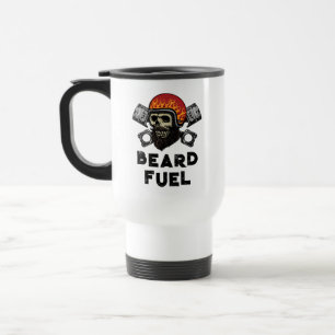 BEARD FUEL Funny Mannen Skull & Flames Joke Gift Reisbeker