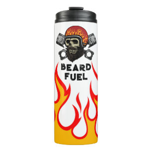 BEARD FUEL Funny Mannen Skull & Flames Joke Gift Thermosbeker