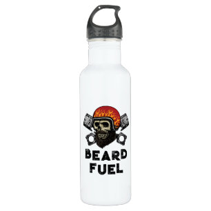 BEARD FUEL Funny Mannen Skull & Flames Joke Gift Waterfles
