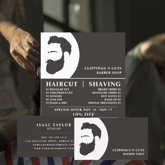 Beard Logo, Mannen kappers Adverteren Flyer