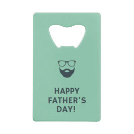 Beard man happy vaderdag turquoise creditkaart flessenopener