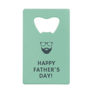 Beard man happy vaderdag turquoise creditkaart flessenopener
