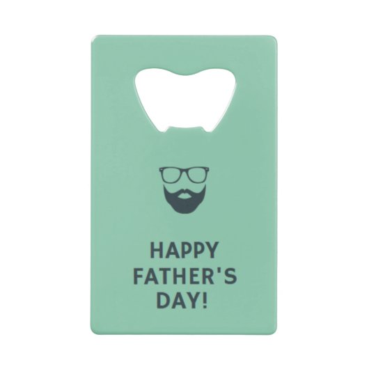 Beard man happy vaderdag turquoise creditkaart flessenopener (Voorkant)