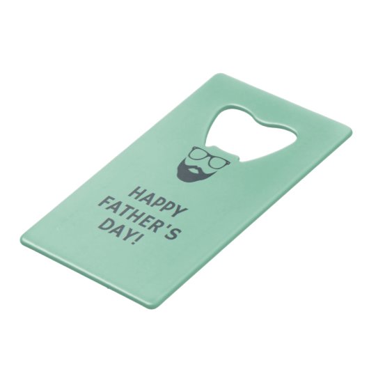 Beard man happy vaderdag turquoise creditkaart flessenopener (Achterkant Gekanteld)