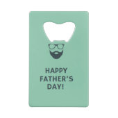 Beard man happy vaderdag turquoise creditkaart flessenopener (Achterkant)
