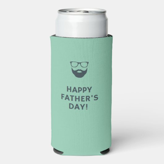 Beard man happy vaderdag turquoise seltzer blikjeskoeler (Seltzer Achterkant)