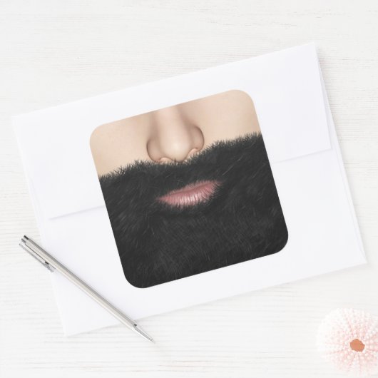 Beard Mouth and Nose Vierkante Sticker (Envelop)