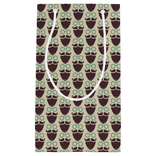 Beard Mustache Glasses patroon kleine cadezak Klein Cadeauzakje (Voorkant)