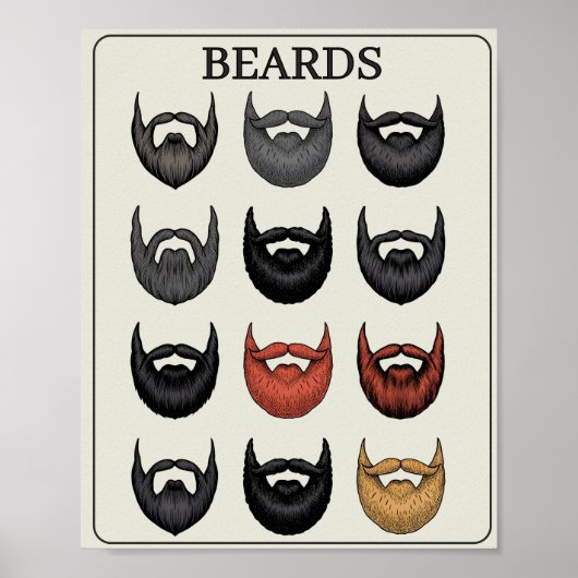 Beard Rating Scale | Funny Wall Art for Bearded Me Poster (Voorkant)