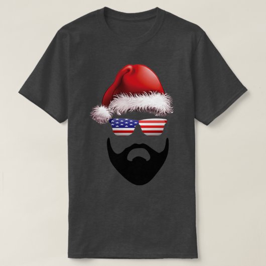 Beard Santa Hat met Kerstmis Amerika T-shirt (Design voorkant)