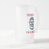 Beard Scull | Motorrijcyclus | Vertrouw me dat ik Matglas Bierpul (Voorkant rechts)