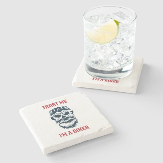 Beard Scull | Motorrijcyclus | Vertrouw me dat ik  Stenen Onderzetter (Zijkant)