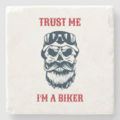 Beard Scull | Motorrijcyclus | Vertrouw me dat ik  Stenen Onderzetter (Voorkant)