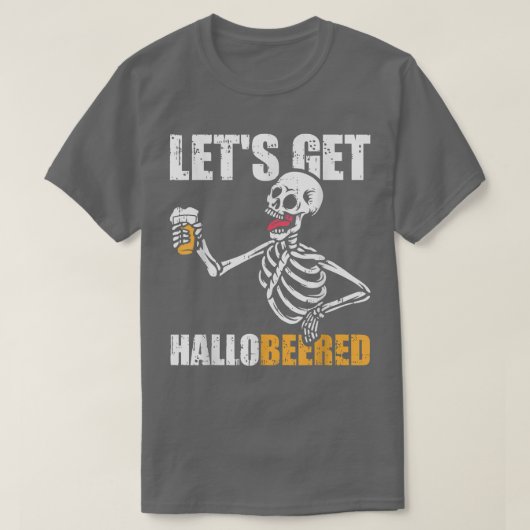 Beard Skeleton Drink Beer Costume Funny Halowe T-shirt (Design voorkant)