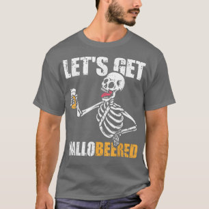 Beard Skeleton Drink Beer Costume Funny Halowe T-shirt