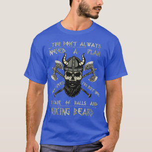 Beard Viking Scull Vikings Ax T-shirt