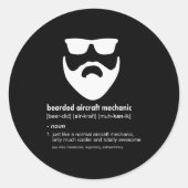 Bearded Aircraft Mechanic Shirt Funny Airplane Mec Ronde Sticker (Voorkant)