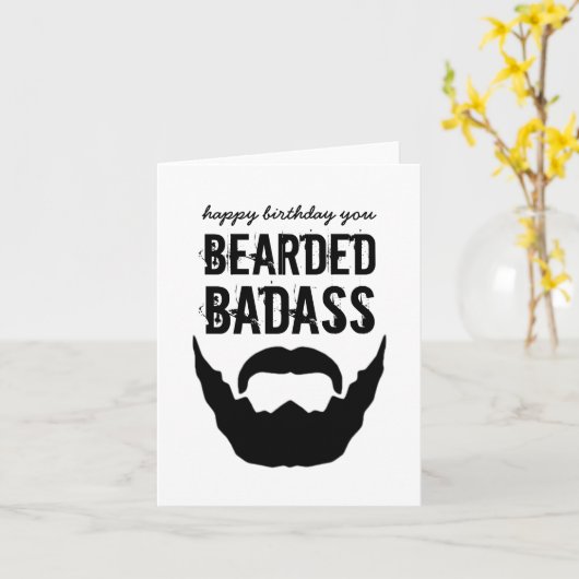 Bearded Bada** Verjaardag Kaart (Gele Bloem)