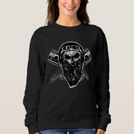 Bearded Biker Skull Motorcycle Trui (Voorkant)