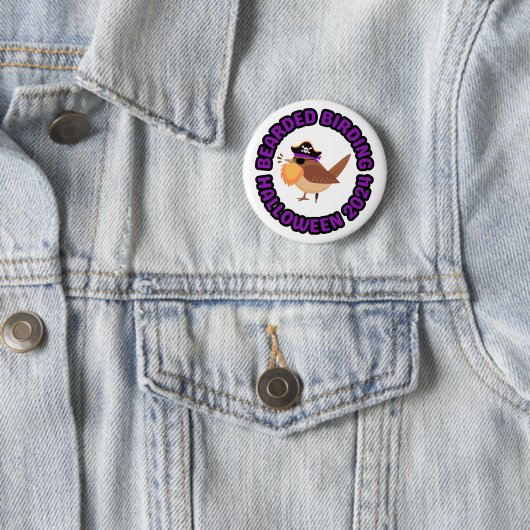 Bearded Birding Halloween 2024 Button (In situ)