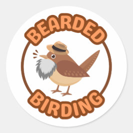 Bearded Birding met Grijze Baard Sticker