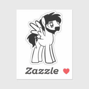 Bearded Brony met vleugels 2x2 Sticker