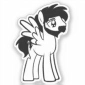 Bearded Brony met vleugels 2x2 Sticker (Voorkant)
