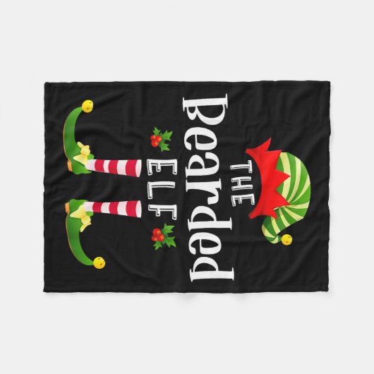 Bearded Christmas Elf Matching Pajama X-mas Party Fleece Deken (Voorkant (Horizontaal))