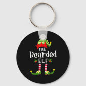 Bearded Christmas Elf Matching Pajama X-mas Party Sleutelhanger (Voorkant)