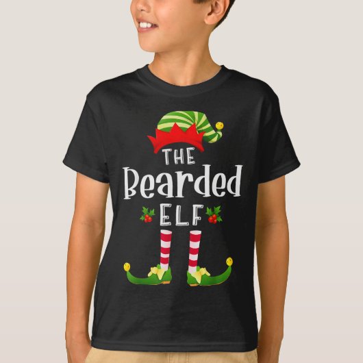 Bearded Christmas Elf Matching Pajama X-mas Party  T-shirt (Voorkant)