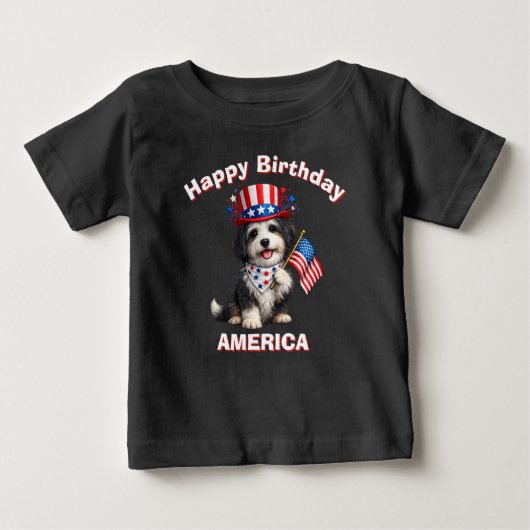 Bearded Collie (2ab) Patriottisch Kid T-Shirt (Voorkant)