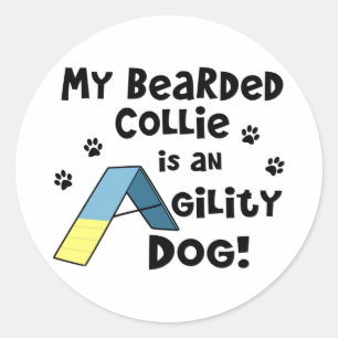 Bearded Collie Agility Dog Ronde Sticker
