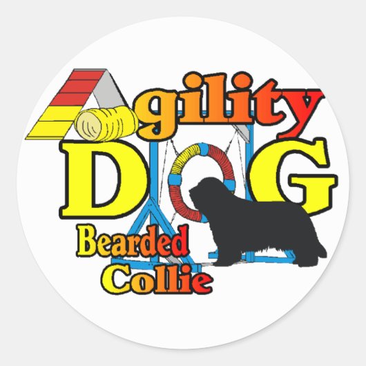 Bearded Collie Agility Gifts Ronde Sticker (Voorkant)
