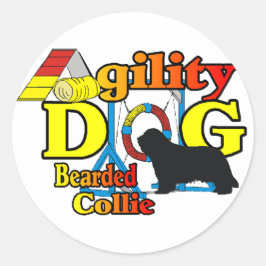 Bearded Collie Agility Gifts Ronde Sticker