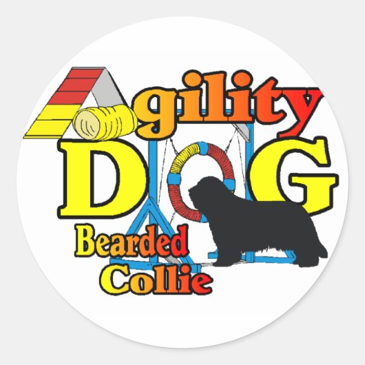 Bearded Collie Agility Gifts Ronde Sticker (Voorkant)