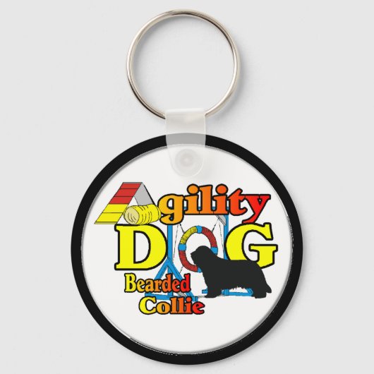 Bearded Collie Agility Gifts Sleutelhanger (Voorkant)