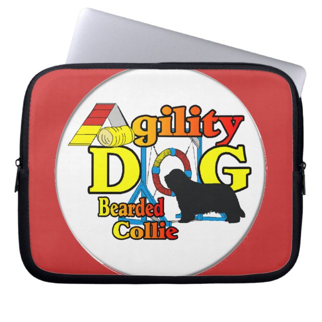 bearded collie agility laptop sleeve (Voorkant)