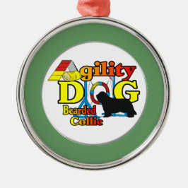 bearded collie agility metalen ornament