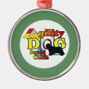 bearded collie agility metalen ornament
