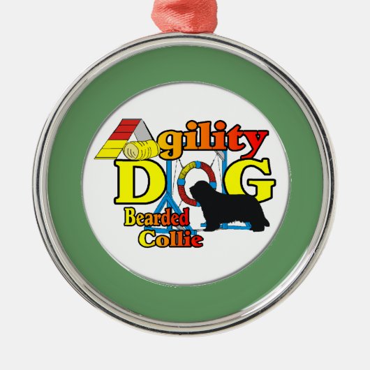 bearded collie agility metalen ornament (Voorkant)