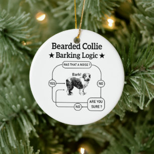 Bearded Collie Barking Logica Grappige Hond Sarcas Keramisch Ornament