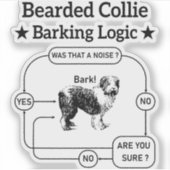Bearded Collie Barking Logica Grappige Hond Sarcas Sticker (Voorkant)