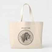 Bearded Collie Beardie Black Tekening Schattigee D Grote Tote Bag (Voorkant)