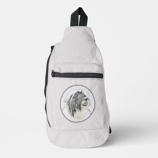 Bearded Collie Beardie Black Tekening Schattigee D Sling Bag (Voorkant)